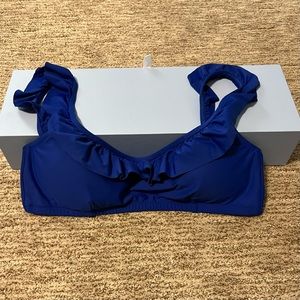 J.Crew Ruffle bikini top (royal blue)
